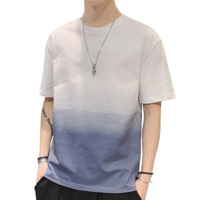 China Hot Selling Gradient Color Style New Arrival Anti-Wrinkle Slim Casual Loose Short Sleeve Shirt Hot Selling Fashionable T-Shirts For Men for sale