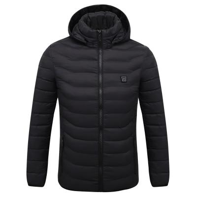 China 2021 New Winter Anti-wrinkle Waterproof and Rechargeable Men Outdoor Battery Powered Passionate Quilted Jacket With Hoodie for sale