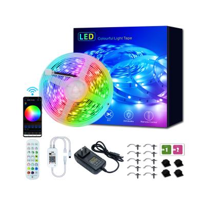 China Residential Color-changing smart wifi LED strip with remote control, used for home lighting App 5050rgb-12v remote control led smart strip for sale