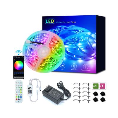 China Indoor and outdoor waterproof decoration custom led strip 5050 rgb dc12v smart led strip wavelength lights with wifi remote control for sale