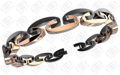 China Swing Stainless Steel Bangle Bracelets In Rose Gold And Black Two Tones Unisex for sale