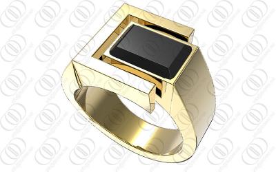 China Anillos para hombre del acero inoxidable del ónix negro de la moda con oro lleno de PVD IP en venta