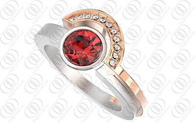 China Sparkling Ladies Stainless Steel Rings , Silver And Rose Gold for sale