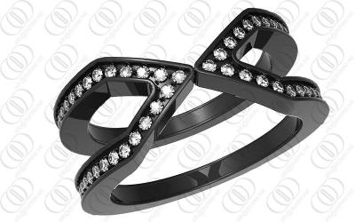 China Stylish Cool Black Stainless Steel Engagement Rings Full Black Clear Cz for sale