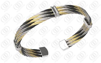 China Leopard Skin Steel Fashion Multi Tone Steel Cable Bangle With NdFeb Magnets for sale