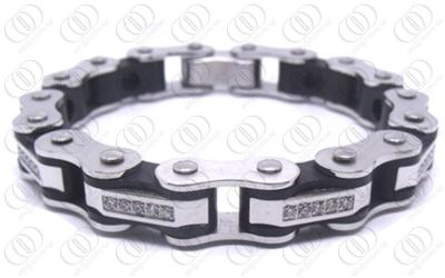 Chine Bracelets à chaînes de vélo d'acier inoxydable, cristaux en caoutchouc noirs de commande numérique par ordinateur de bracelet à vendre