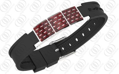 China Steel Shiny Magnetic Therapy Bracelet Red Carbon Fiber With Germanium for sale