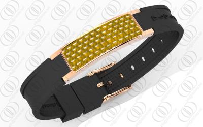 China Ionized NdFeb Bio Bracelet  Carbon Fiber Jewelry 18K Rose Gold for sale