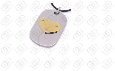 China Silver and Gold Two Tones Heart Stainless Steel Oval Pendant for sale