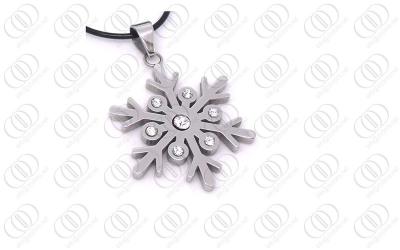 China Stainless Steel Frozen Snowflake Pendant With Clear CZ , silver snowflake pendant for sale