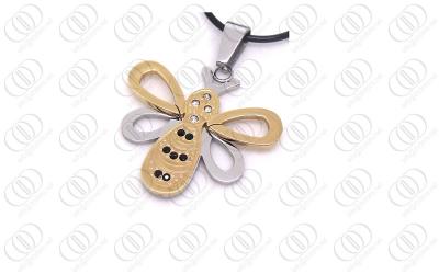 China Gold Plated Stainless Steel Pendants Jewelry in Bee Shape In Clear and Black Crystals Accents for sale