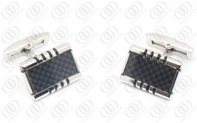 China Silver Shiny Fashion Carbon Fiber Cuff Link Jewelry For Men for sale