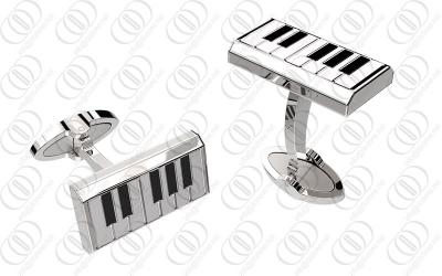 China Piano Keyboard Musician CuffLinks Silver With Two Tones Enameled for sale