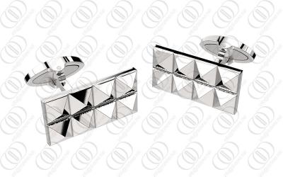 China Pineapple Pattern Silver Enamel Cufflinks Full Polished In Rectangle for sale