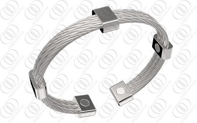 China Full Shiny Stainless Steel Cable Bangle for sale