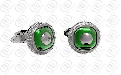 China Round  Stainless Steel CuffLinks Green With Fashion Jewellery for sale