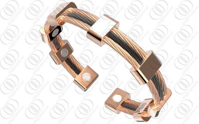 China Magnets and Germanium Rose Gold  Bangle Cable Shape with Black Two Tones for sale