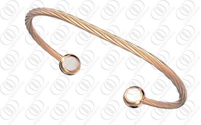 China 18K Rose Gold  Cable Cuff Bangle 316L Stainless Steel ODM / OEM for sale