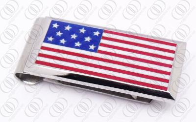 China American National Flag Stainless Steel Money Clip Personalized Jewelry for sale