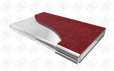 China With Red Leather Stainless Steel Business Card Holder with Mirror for sale