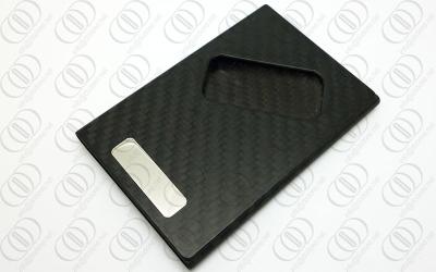 China Matte Carbon Fiber Jewelry Business Credit Card Holder With Engraveable Steel Accent for sale