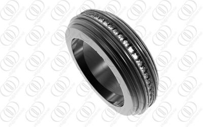 China PVD IP Women Stainless Steel Rings Black , Mens Black Diamond Rings for sale