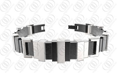 China TUV Titanium Titanium Steel Bracelet  Silver Brushed  With PVD IP Black for sale