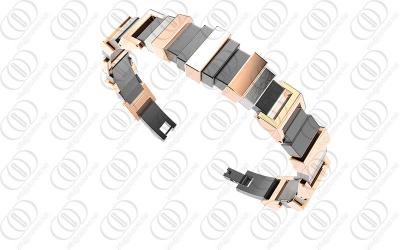 China Black Plated Jewelry Ti2 Mens Titanium Bracelets With Rose Gold Accents for sale