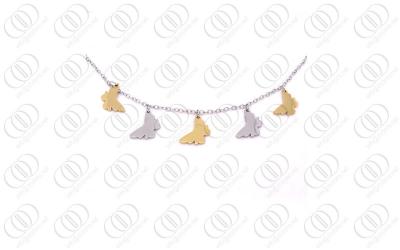 China Silver and Gold 316L Stainless Steel Necklace Chain Butterfly Charms for sale