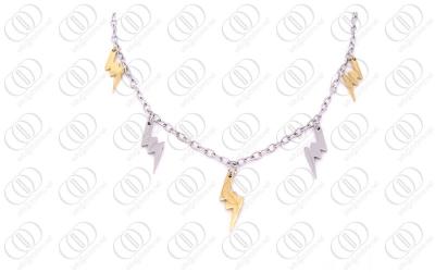 China Thunder Bolt Charms Stainless Steel Necklace With Gold and Silver for sale