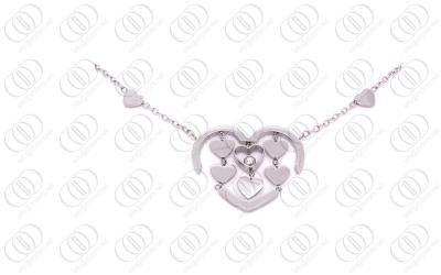 China Silver Stainless Steel Necklace Chain Heart Charms for sale