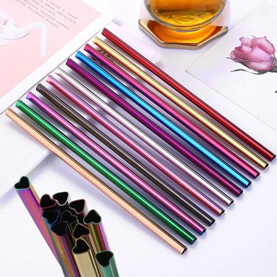 China Sustainable 304 Stainless Steel Heart Shape Metal Drinking Straws Reusable Straw for sale