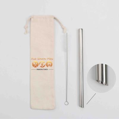 China Viable Beveled Stainless Steel Boba Straws Set Charcosl 12mm Wide Reusable Bubble Tea Customized Straw Metal for sale