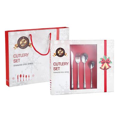 China 24 PCS Sustainable Sprays Gold Paint 304 Stainless Steel Restaurant Use Christmas Gift Boxes Portable Wedding Cutlery for sale