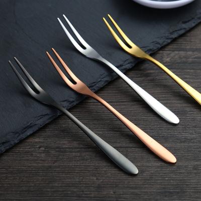 China Wholesale Reusable Reusable Dessert Cake Fork Stainless Steel Silver Gold Rose Gold Black Fruit Fork for sale