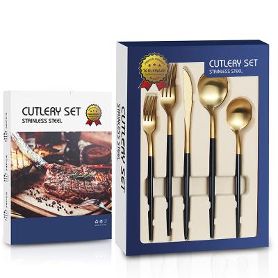 China 30PCS Viable Set Modern Fancy Gold Matte Cutlery Set Wedding Portable Cutlery Set for sale