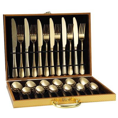 China Viable Custom 24 Pcs 1010 Cutlery Inox Cutlery Sets Acero With Case 24 Piece Party Stainless Steel Cutlery Gift Sets for sale