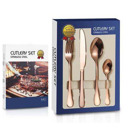 China Viable 1010 Cutlery Set Makers 24 Piece Cutlery Set Stainless Steel Rose Gold Cutlery Gift Set for sale