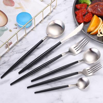 China Viable Wholesale Forks Spoon And Knives Reusable High Quality Stainless Steel Cutlery Sets Flatware Sets for sale