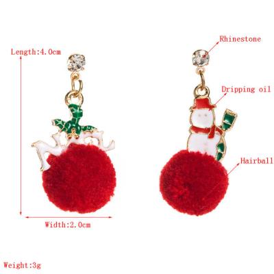 China Christmas2020 Christmas Series Alloy Drip Oil Santa Hair Ball Earrings Ins for sale