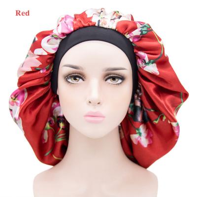 China Nice To Keep Warm High Stretch Wide Overflow Nightcap Women Protect Hair Satin Night Sleep Cap Soft Satin Hoods for sale