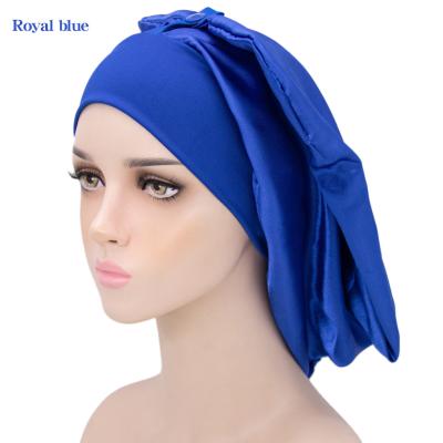 China Nice To Keep Nightcap Wide Brim Amazon Metal Snap Button Long Satin Shower Cap Designer Hot Selling Elastic Hat for sale