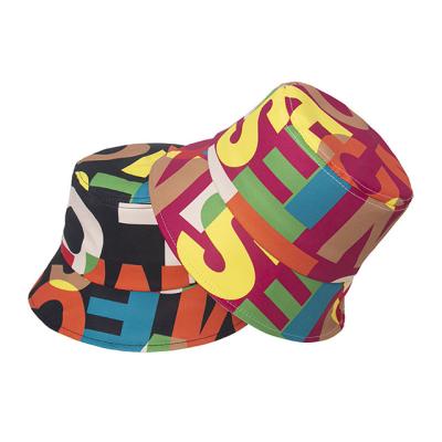 China Sun Protection European and American Color Letter Printing Bucket Hats Out Travel Beach Hat Summer Sun Hats for sale