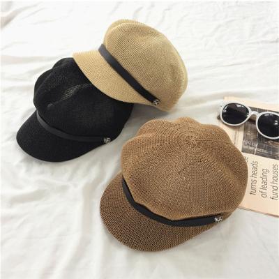 China Straw Hat Linen Solid Color Sun Protection 2021 Belt News Breathable Sun Hats Women Summer Vacation Hats for sale