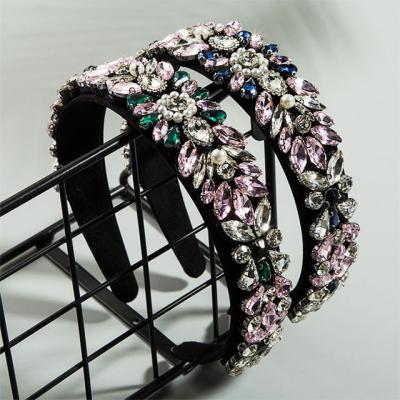 China Europe and America 2020 women's headband fashion color rhinestone baroque hair accessories for sale