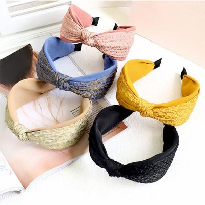 China Korean style/Korean style sweet cross knotted headband crumpled fabric headband temperament color headbands wholesale for sale