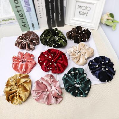 China Korean style/cloth velvet gold style direct sales Korean Art Accessories Headdress Nails Pearl Hair Ring Large Intestine Ring Hair for sale