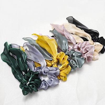 China Korean Style/Colored Style 8 Colors Solid Color Hair Tie Ladies Hair Ring Korean Soft Satin Cloth Wholesale for sale