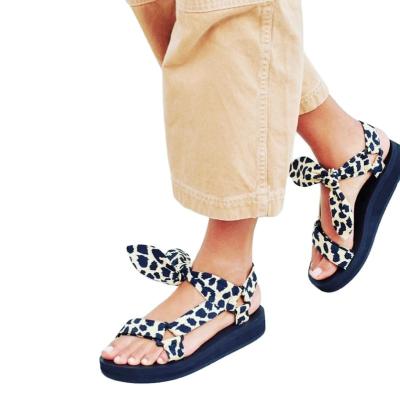 China Fashion Print Design Steel Toe Straps Lace Up Women Sandals for sale