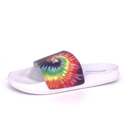 China Fashion Trend New Tie Dye Print Women Fahion Stripes Slippers For Beach for sale